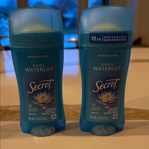 2 Brand New Secret Cool Waterlily Invisible Solid Deodorant